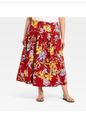 A New Day Women's Resort Luxe Linen Drop Waist Midi Skirt